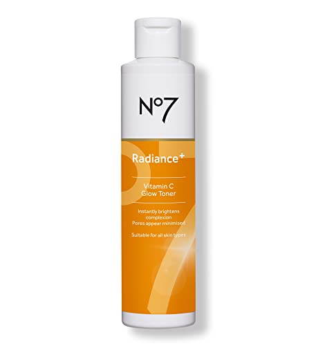 No7 Radiance+ Vitamin C Glow Toner - 2% Vitamin C Complex Toner with Willow Bark & Aloe Vera - AHA Face Exfoliant Improves Skin Texture - Water Based Face Toner (6.7 fl oz)
