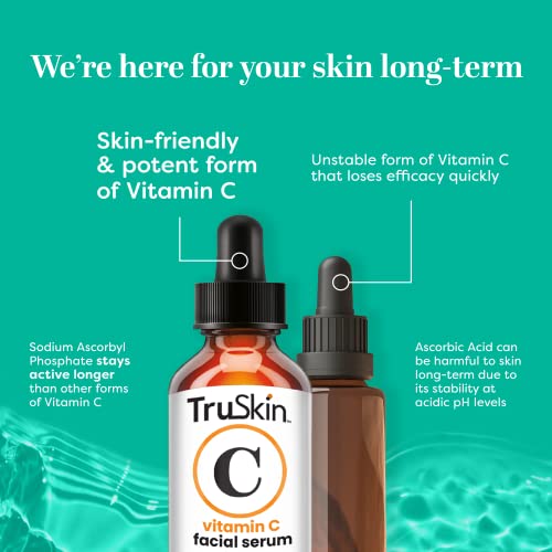 TruSkin Vitamin C Serum for Face – Anti Aging Face & Eye Serum with Vitamin C, Hyaluronic Acid, Vitamin E – Brightening Serum for Dark Spots, Even Skin Tone, Eye Area, Fine Lines & Wrinkles, 2 Fl Oz