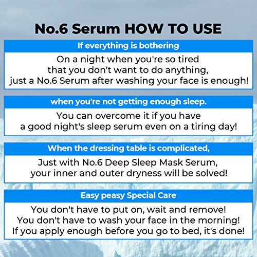 numbuzin No.6 Deep Sleep Mask Serum | Instant, Long Lasting Hydration, Hyaluronic Acid, Niacinamide, Refreshing Iceland Glacier Water | Korean Skin Care for Face, 1.69 fl oz