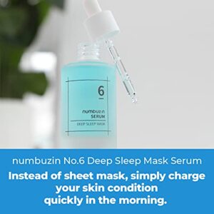 numbuzin No.6 Deep Sleep Mask Serum | Instant, Long Lasting Hydration, Hyaluronic Acid, Niacinamide, Refreshing Iceland Glacier Water | Korean Skin Care for Face, 1.69 fl oz