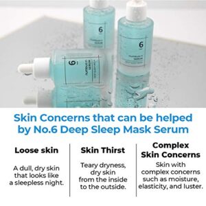 numbuzin No.6 Deep Sleep Mask Serum | Instant, Long Lasting Hydration, Hyaluronic Acid, Niacinamide, Refreshing Iceland Glacier Water | Korean Skin Care for Face, 1.69 fl oz