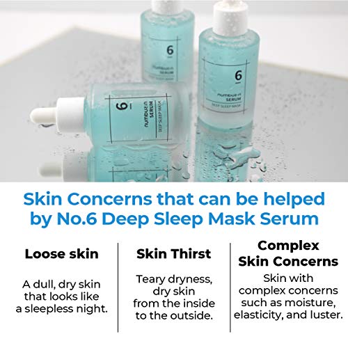 numbuzin No.6 Deep Sleep Mask Serum | Instant, Long Lasting Hydration, Hyaluronic Acid, Niacinamide, Refreshing Iceland Glacier Water | Korean Skin Care for Face, 1.69 fl oz