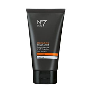 no7 men energizing face scrub – daily use exfoliating face cleanser for men – face scrub for a closer shave & smoother skin on all skin types – pore clearing face wash (5 fl oz)