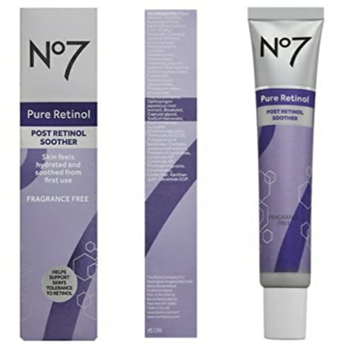 No 7 Pure Retinol Skincare Bundle - Contains Pure Retinol Night Concentrate (1 fl oz), Pure Retinol Eye Cream (1.5 oz), and Post Retinol Soother (1.69 fl oz) - No 7 Pure Retinol Beauty Set Multicolor