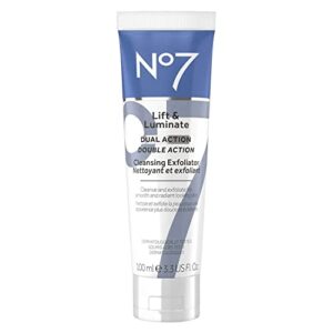 no7 lift & luminate dual action cleansing face exfoliator – vitamin c, e & b5 daily exfoliating cleanser – deep pore cleanser for dullness, uneven skin tone & brighter more radiant skin (100ml)