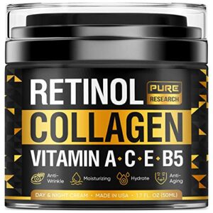 collagen & retinol cream – anti aging cream face moisturizer w/ hyaluronic acid – anti wrinkle day & night retinol face cream – 1.7 oz