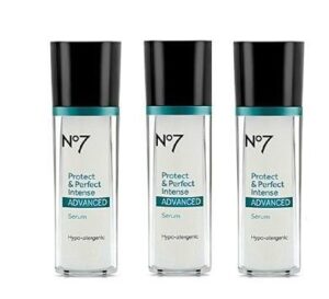 boots no7 protect & perfect intense advanced serum bottle 1 fl oz (30 ml) pack of 3