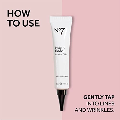 No7 Instant Illusion Wrinkle Filler - Smoothes + Blurs Fine Lines and Wrinkles - Skin Plumping Anti Wrinkle Treatment - Younger Looking Skin Anti Aging Serum (1oz)