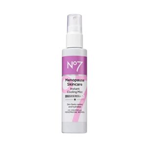 no7 menopause skincare instant cooling mist – all over cooling facial mist for daily menopause relief of hot flashes – moisturizing glycerine + refreshing rosewater calms & smoothes dry skin (100 ml)