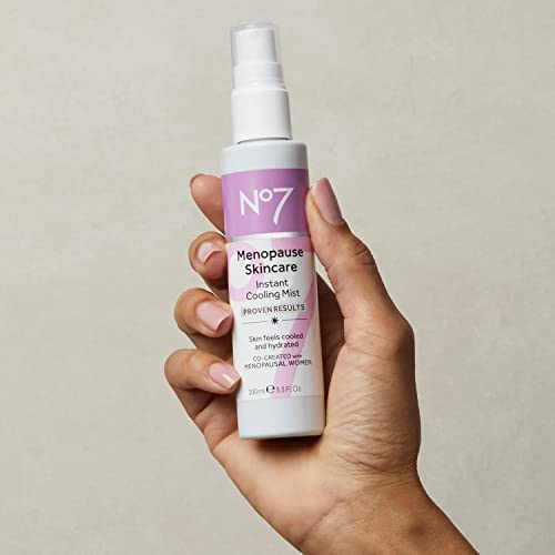 No7 Menopause Skincare Instant Cooling Mist - All Over Cooling Facial Mist for Daily Menopause Relief of Hot Flashes - Moisturizing Glycerine + Refreshing Rosewater Calms & Smoothes Dry Skin (100 ml)