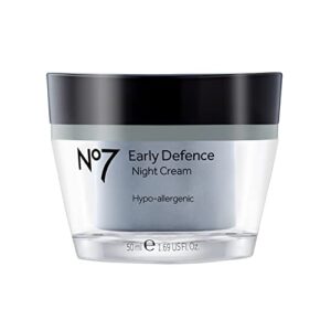 No7 Early Defence Hypo-Allergenic Night Cream - Lightweight Hydrating Face Cream - Lipopeptides & Vitamin A for Fine Lines and Wrinkles - Night Time Face Moisturizer with Retinyl Palmitate (50ml)
