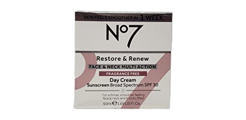 No. 7 No Restore and Renew Face Neck Multi Action Fragrance Free Cream - Day Night Bundle 1.69 fl oz Each by SPF 30 in 2 Pack (1.69 Ounce) jt56191