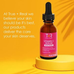 True+Real Vitamin C Serum for Face, Neck, Eyes – Premium Anti-Aging Serum, Reduce Wrinkles, Fine Lines, Dark Spots, Hydrating and Brightening, 10% PHAs - 1 Fl oz