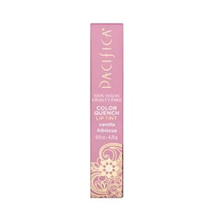 Pacifica Beauty, Color Quench Tinted Lip Balm, Vanilla Hibiscus, Coconut Oil, Cocoa Seed Butter, Vitamin E, Moisturizer, Dry Cracked Skin, Mineral Oil Free, Paraben Free, Vegan & Cruelty Free