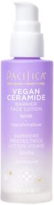pacifica beauty, vegan ceramide barrier repair face lotion, hydrating, lightweight moisturizer, for dry skin, dermatologist tested, safe for sensitive skin, fragrance free, 100% vegan + cruelty free