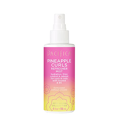 Pacifica Beauty, Pineapple Curls Refresher Mist, Refresher Spray for Curls, Coils and Waves, For Textured Curly Hair, 100% Vegan and Cruelty Free, Sulfate and Paraben Free, Clean Hair Care, 4 Fl Oz