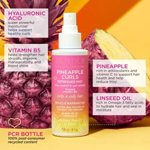 Pacifica Beauty, Pineapple Curls Refresher Mist, Refresher Spray for Curls, Coils and Waves, For Textured Curly Hair, 100% Vegan and Cruelty Free, Sulfate and Paraben Free, Clean Hair Care, 4 Fl Oz