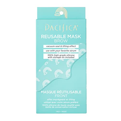 Pacifica Beauty | Reusable Brow Mask | 100% Silicone | Vacuum Seal & Lifting Effect | Minimize Fine Lines + Wrinkles | Pair with Serum | Storage Tin Included | Vegan + Cruelty Free