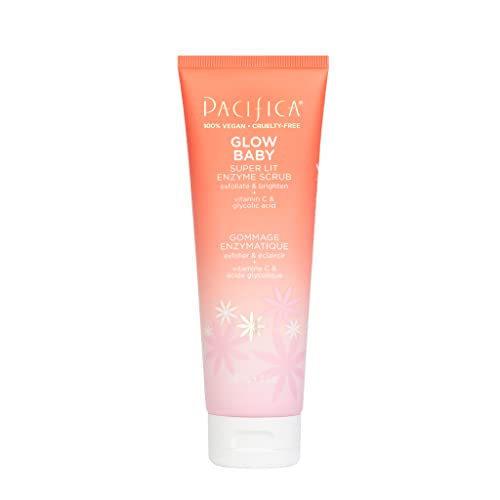 Pacifica Beauty, Glow Baby Super Lit Enzyme Scrub, Face Scrub Exfoliating Face Wash, Vitamin C & Glycolic Acid, Unclog Pores, Brightening, For soft & smooth skin, Microbead Free, Vegan & Cruelty Free