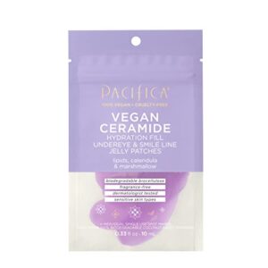 pacifica beauty vegan ceramide hydrating under eye & smile line jelly patches, for puffy eyes, supports fine lines and wrinkles, eczema association approved, safe for sensitive skin, fragrance free