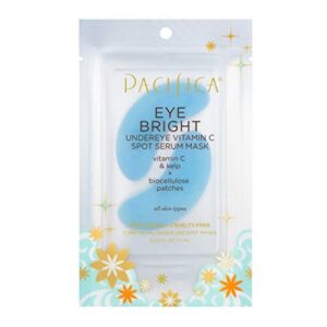 pacifica beauty, eye bright vitamin c spot serum mask, under eye patches, brightening, moisturizing, plumping for all skin types, plant-based, vegan + cruelty free, blue, 1 count