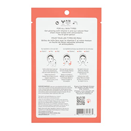 Pacifica Beauty, Glow Baby Brightening Face Mask, Sheet Mask, Skincare, Vitamin C, Aloe, Kelp, Brightening, Glowing Skin, Dullness, Fine Lines, Dark Spots, Dry Skin, Vegan & Cruelty Free