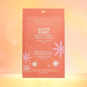 Pacifica Beauty, Glow Baby Brightening Face Mask, Sheet Mask, Skincare, Vitamin C, Aloe, Kelp, Brightening, Glowing Skin, Dullness, Fine Lines, Dark Spots, Dry Skin, Vegan & Cruelty Free