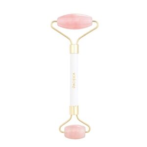 pacifica beauty rose quartz face roller for face, eyes, neck, body muscle relaxing & treating fine lines and wrinkles, facial beauty roller skin care tools, face massage tool, vegan, pink