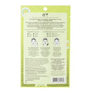 Pacifica Beauty Super Green Tea Detox Kale & Charcoal Facial Sheet Mask for All Skin Types, Vegan & Cruelty Free, 0.67 Fl Oz