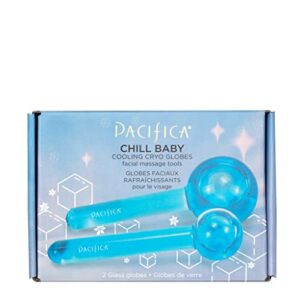 Pacifica Beauty, Chill Baby Cooling Glass Cryo Globes, For Cold Facial Massage, Face Massage, Small & Large Globes, Anti-Freeze Cooling Liquid, Minimize Pore Appearance, Reduce Redness & Puffiness