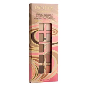 Pacifica Beauty, Pink Nudes Mineral Eyeshadow Palette, 10 Neutral Shades, For Natural or Smoky Eye Look, Eye Makeup, Longwearing and Blendable, Infused with Coconut Water, 100% Vegan and Cruelty Free