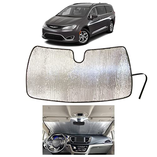 YelloPro Custom Fit Automotive Reflective Front Windshield Sunshade for 2017 2018 2019 2020 2021 2022 2023 Chrysler Pacifica, Pacifica Hybrid, LX, Touring, Touring L, Touring L Plus, Limited, Minivan