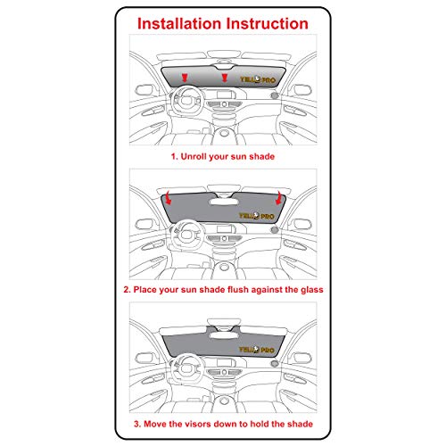 YelloPro Custom Fit Automotive Reflective Front Windshield Sunshade for 2017 2018 2019 2020 2021 2022 2023 Chrysler Pacifica, Pacifica Hybrid, LX, Touring, Touring L, Touring L Plus, Limited, Minivan