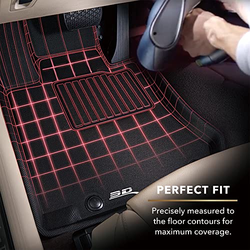 3D MAXpider All-Weather Floor Mats for Chrysler Pacifica Touring 2017-2022 (Gasoline / 7-Seater / Bucket Seating) & Voyager 2020-2022 Custom Fit Car Floor Liners, Kagu Series (Complete Set- Black)