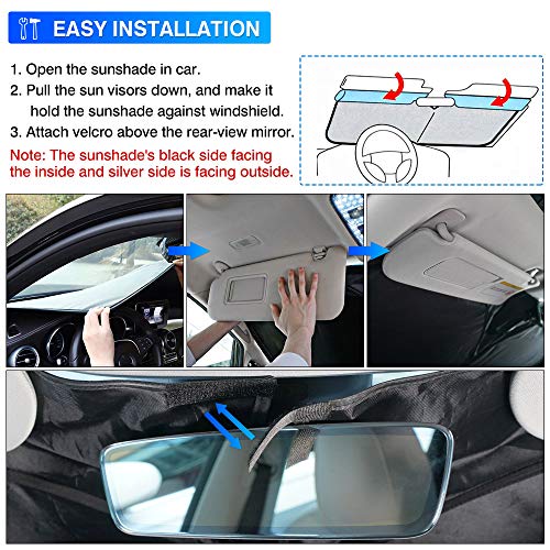 KUST Windshield Sun Shade for Chrysler Pacifica Minivan 2017-2023 Window Sunshade Sun Visor Protector Foldable Blocks UV Rays Keep Your Car Cooler