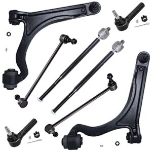 detroit axle – front lower control arms w/ball joints, inner outer tie rods, front sway bar links replacement for 2004-2008 pacifica – 8pc set