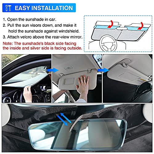 T TGBROS Windshield Sunshade for 2017 2018 2019 2020 2021 Chrysler Pacifica Minivan Window Sun Shade Foldable Sun Shield Upgrade Reflective Polyester Cover Block Heat and Sun