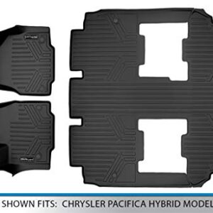 SMARTLINER Custom Fit Floor Mats 3 Row Liner Set Black for 2017-2021 Chrysler Pacifica Hybrid Model Only.