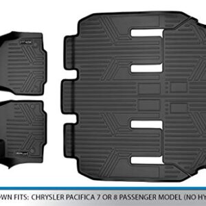 MAXLINER 3 Row Liner Set Black Compatible with 2017-2021 Chrysler Pacifica 7 or 8 Passenger Model (No Hybrid Models) and 2021 Voyager