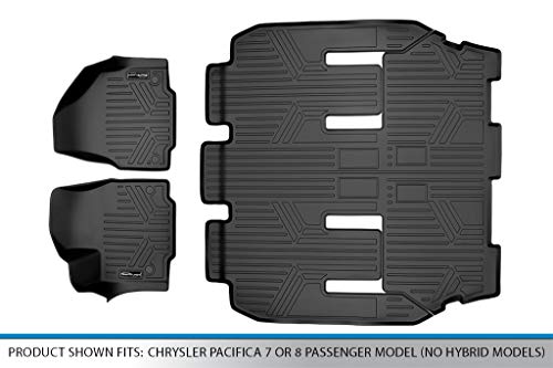 MAXLINER 3 Row Liner Set Black Compatible with 2017-2021 Chrysler Pacifica 7 or 8 Passenger Model (No Hybrid Models) and 2021 Voyager