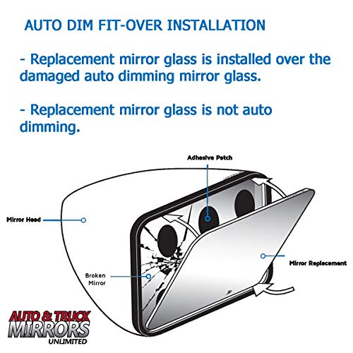 Mirror Glass Replacement + Adhesive Pads for 2017-2022 Pacifica, 2020-2022 Voyager Passenger Side - Blind Spot (2017 2018 2019 2020 2021 2022 17 18 19 20 21 22)