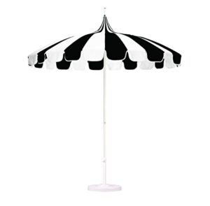 california umbrella 8.5′ rd. pagoda market umbrella, silver pole, 100% acrylic black and white pacifica fabric