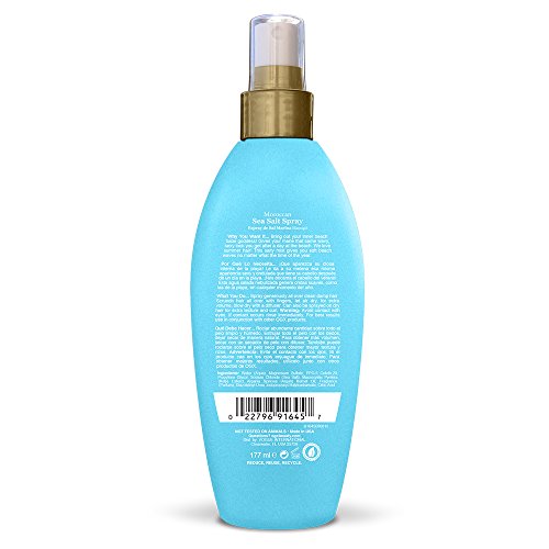 OGX Argan Oil of Morocco Hair-Texturizing Sea Salt Spray, Curl-Defining Leave-In Hair Styling Mist for Tousled Beach Waves and Textured Hold, Paraben-Free, Sulfate Surfactants-Free, 6 fl oz