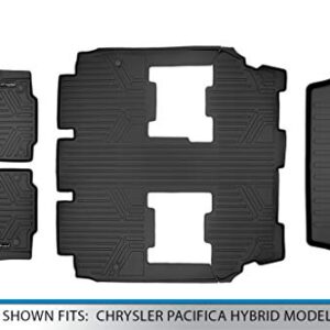 SMARTLINER Floor Mats 3 Rows and Cargo Liner Behind 3rd Row Set Black for 2017-2021 Chrysler Pacifica Hybrid Model Only