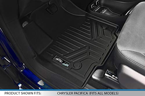 SMARTLINER Floor Mats 3 Rows and Cargo Liner Behind 3rd Row Set Black for 2017-2021 Chrysler Pacifica Hybrid Model Only