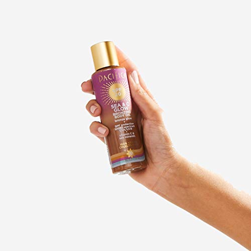 Pacifica Beauty, Sea & C Glow Bronzing Body Oil SPF 20, Broad Spectrum UVA/UVB Protection, Sunkissed Glow, Vitamin C, Sun Care + Skincare, 4 Fl Oz, Vegan + Cruelty Free