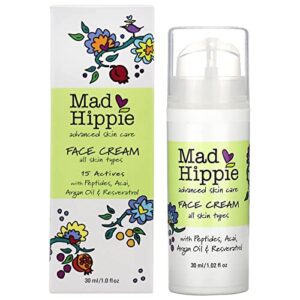 mad hippie facial skin care products, face cream, face moisturizer packed with natural vegan active ingredients, peptides & antioxidants to reduce the appearance of wrinkles, 1.0 fl oz