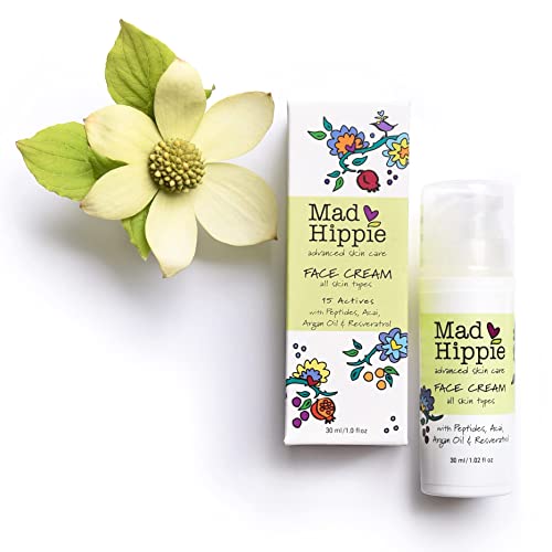 Mad Hippie Facial Skin Care Products, Face Cream, Face Moisturizer Packed with Natural Vegan Active Ingredients, Peptides & Antioxidants to Reduce the Appearance of Wrinkles, 1.0 Fl Oz