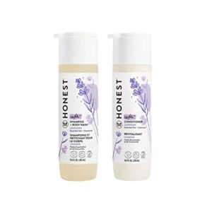 the honest company silicone-free conditioner & 2-in-1 cleansing shampoo + body wash duo | gentle for baby | naturally derived | lavender calm, 20 fl oz