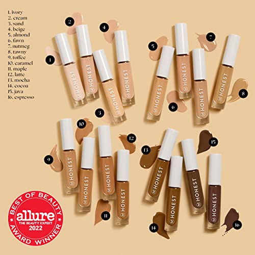 Honest Beauty Fresh Flex Concealer with Niacinamide + Vitamin E + Hyaluronic Acid | Vegan + Cruelty free | Ivory, 0.17 fl oz